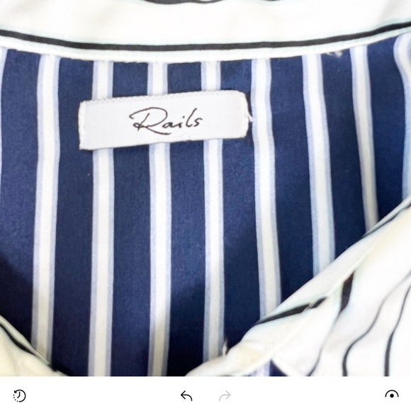Rails 100% Silk Spencer Shirt Kent Multi Stripe Button Blue White Corpcore M - Picture 11 of 11